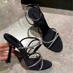 Open Toe Luxury Heels With Buckle Straps