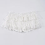 Lace Trim Knot High Waist Pleated Mini Skirt With Color Blocking Details For Seductive Style