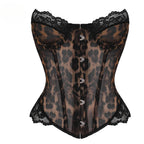 Leopard Print Mesh Corset Bustier