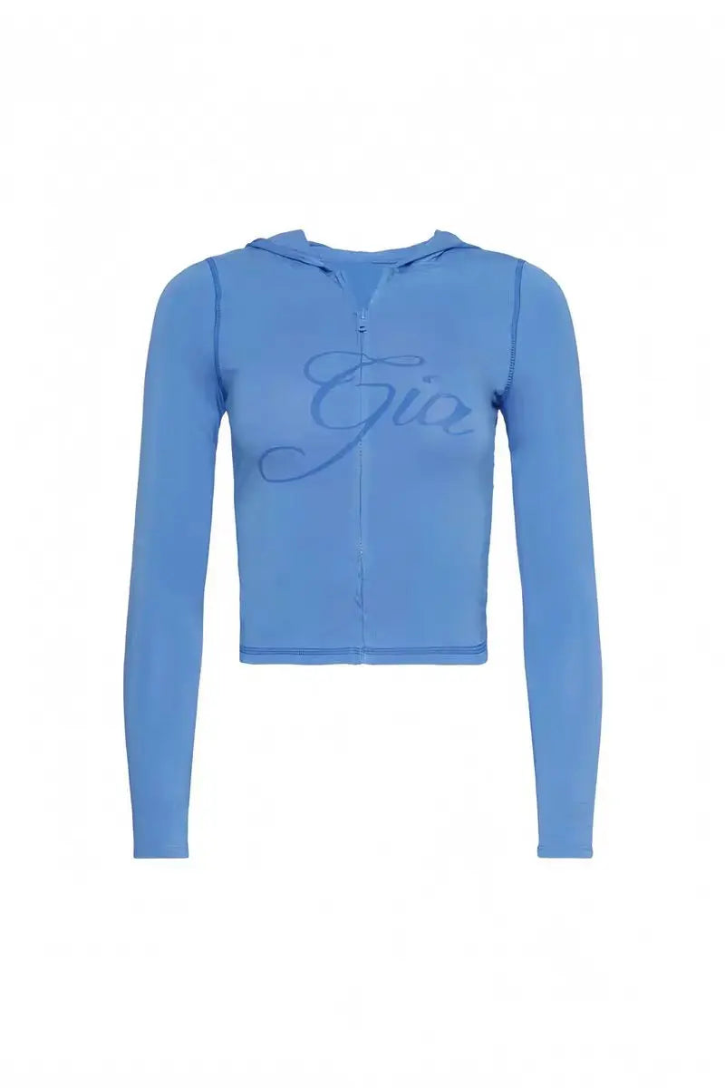 Two Piece Slim Fit Letter Print Hooded Zipper Jacket And Pants Set Open Thread Design