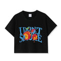 Cherry Graphic Cropped Tee With I Do Not Smoke Message One Hundred Percent Cotton Women's Top