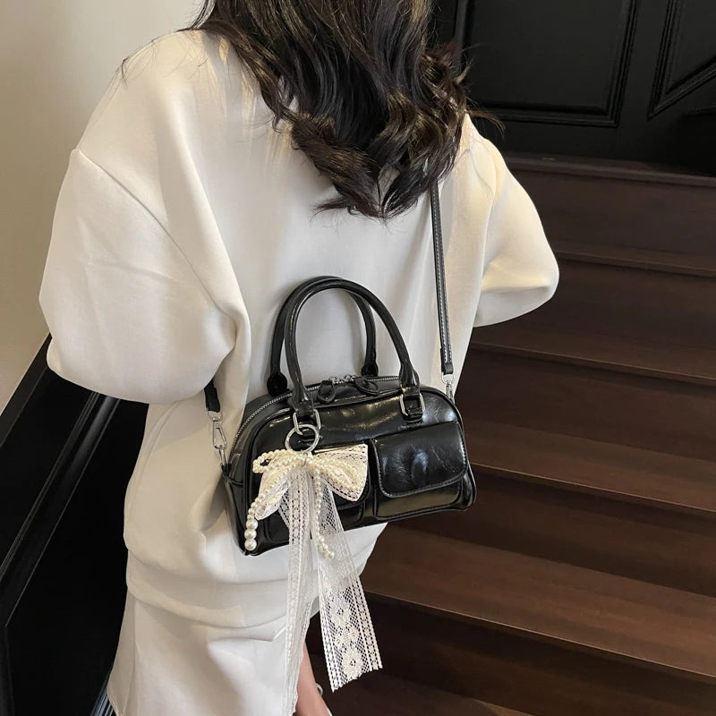 Minimalist PU Leather Crossbody With Pocket Design For Women Mini Square Shoulder Style