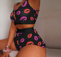 Two Piece Set Women's Pajama Shorts Suit Multiple Print Underwear Sexy Lingerie Camisoles
