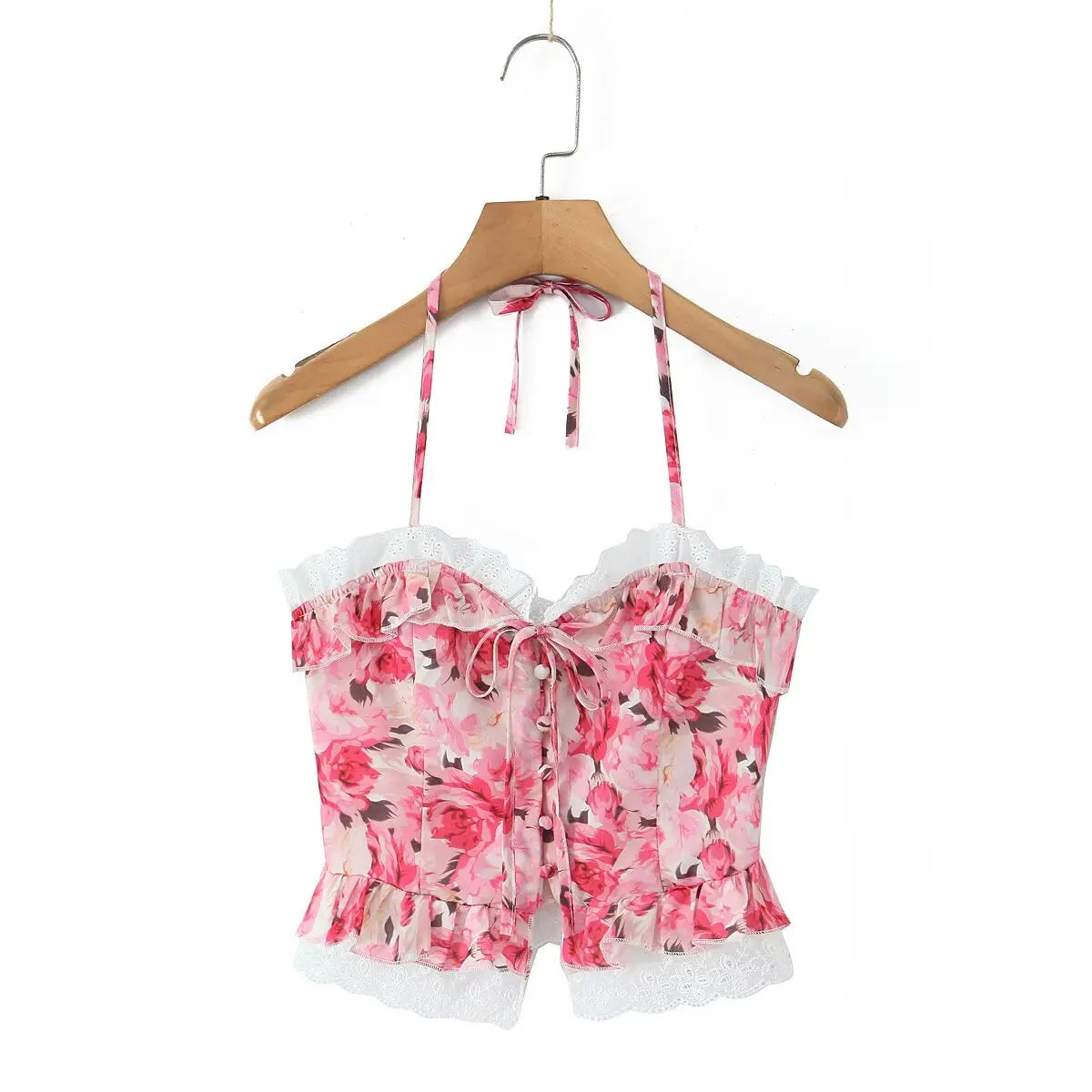 Boho Floral Print 2 Pieces Skirts Set Holiday Summer Women Sexy Backless Halter Top + Mini Skirt