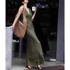 Polka Dot Chiffon V Neck Dress For Women