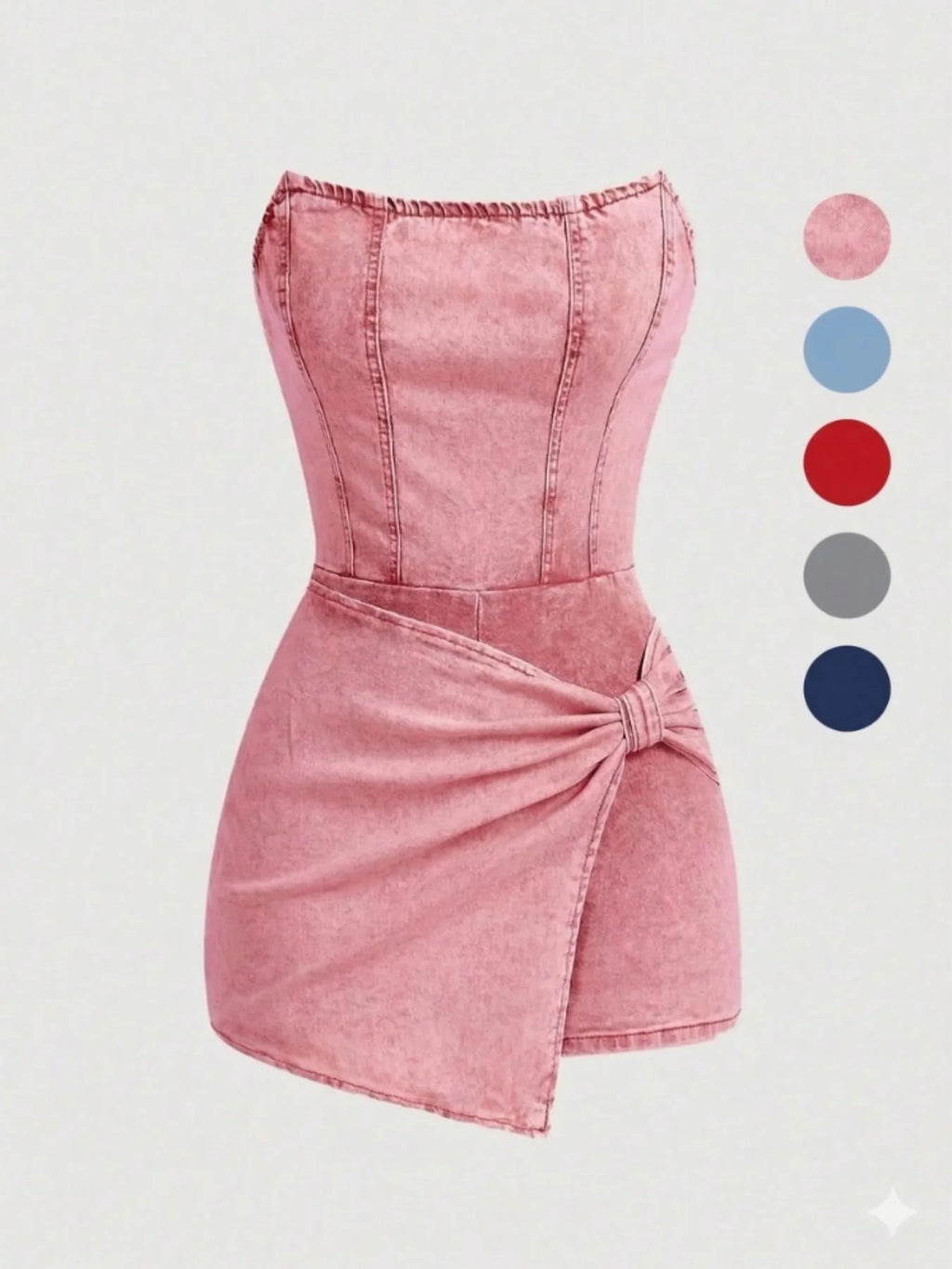 Twisted Front Denim Tube Dress