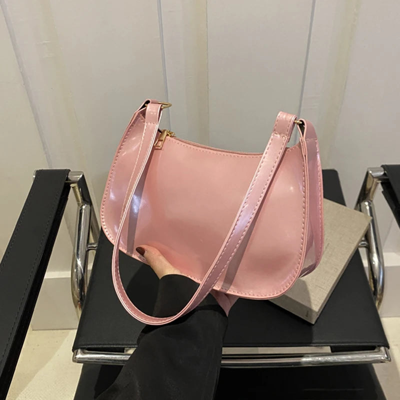 Retro Solid PU Leather Shoulder Bag For Women Chic Casual Hobo