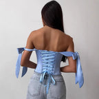 White Bandage Corset Top Bustier Women Sleeveless