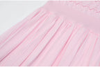 Knit Maxi Dress With Short Sleeve Hollow Detailing And Pleated Skirt