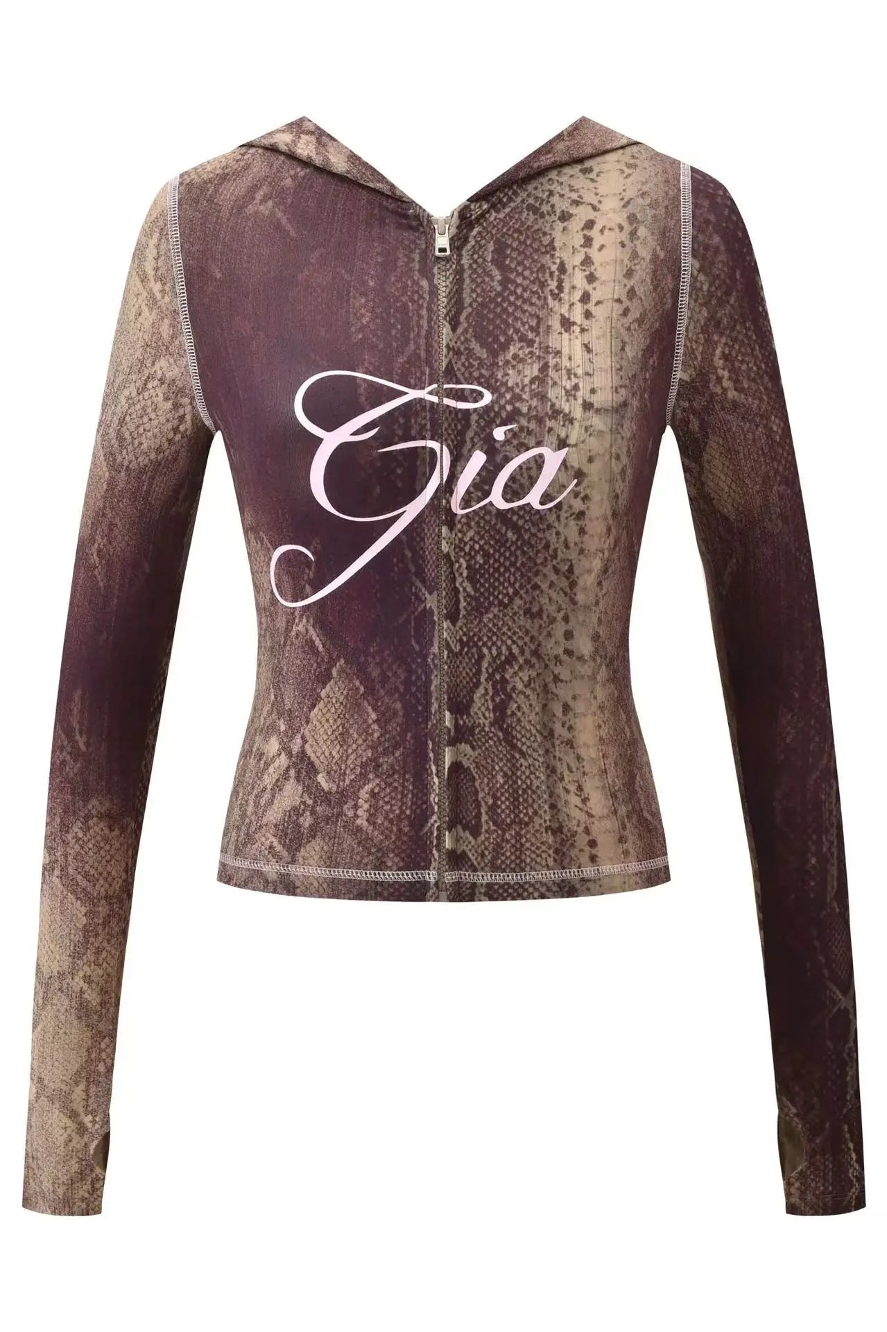 Two Piece Slim Fit Letter Print Hooded Zipper Jacket And Pants Set Open Thread Design