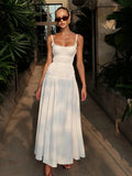 Ladies Sleepwear Spaghetti Strap Pajamas Square Collar Backless Ankle-Length Dress Nightie