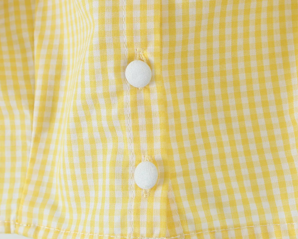 Yellow Gingham Lace Top And Skirt Set Vintage