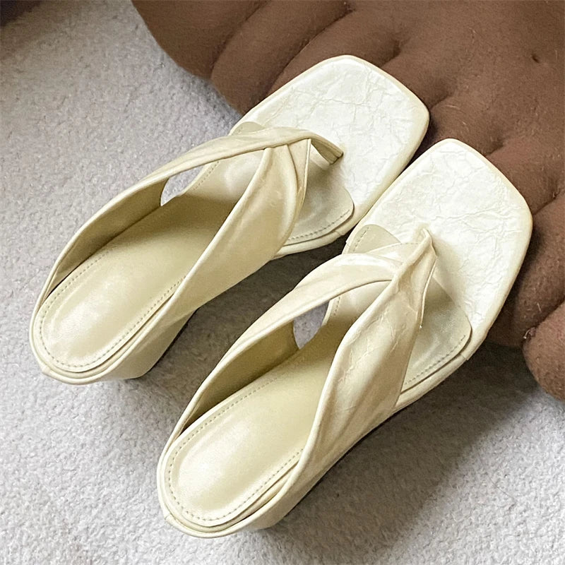 Square Toe Sandals With Wedges And Heels Elevated Flip Flop Style