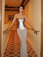 Patchwork Sequin Sling Dress Glamour Backless Bodycon Evening Gown