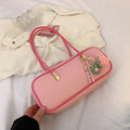 PU Pillow Shoulder Bag For Women With Textured Finish Baguette Style