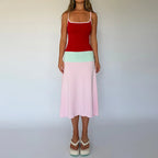 Colorful Spaghetti Strap Maxi Dress Slim Backless Sundress