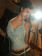 Polka Dot Halter Tank Top Backless Camisole