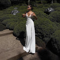 Lace Trim Maxi Dress With Spaghetti Straps And Slit