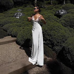 Lace Trim Maxi Dress With Spaghetti Straps And Slit