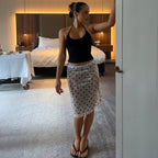 Vintage Polka Dot Glitter High Waist Skirt With Sequin Shine And Glam