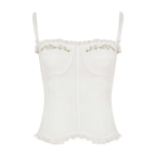 French Embroidered Flower Halter Corset Sexy Slim Top