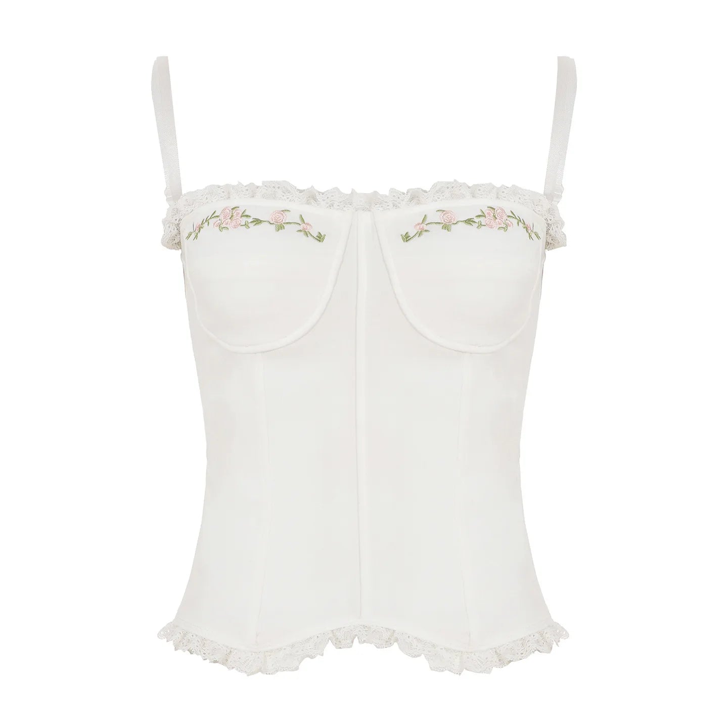French Embroidered Flower Halter Corset Sexy Slim Top