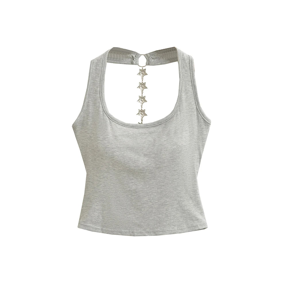 Midnight Y2K Backless Chain Cutout Strapless Tank Top