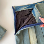Denim Set With Sleeveless Cami Top And Mini Skirt Slim Fit Zipper
