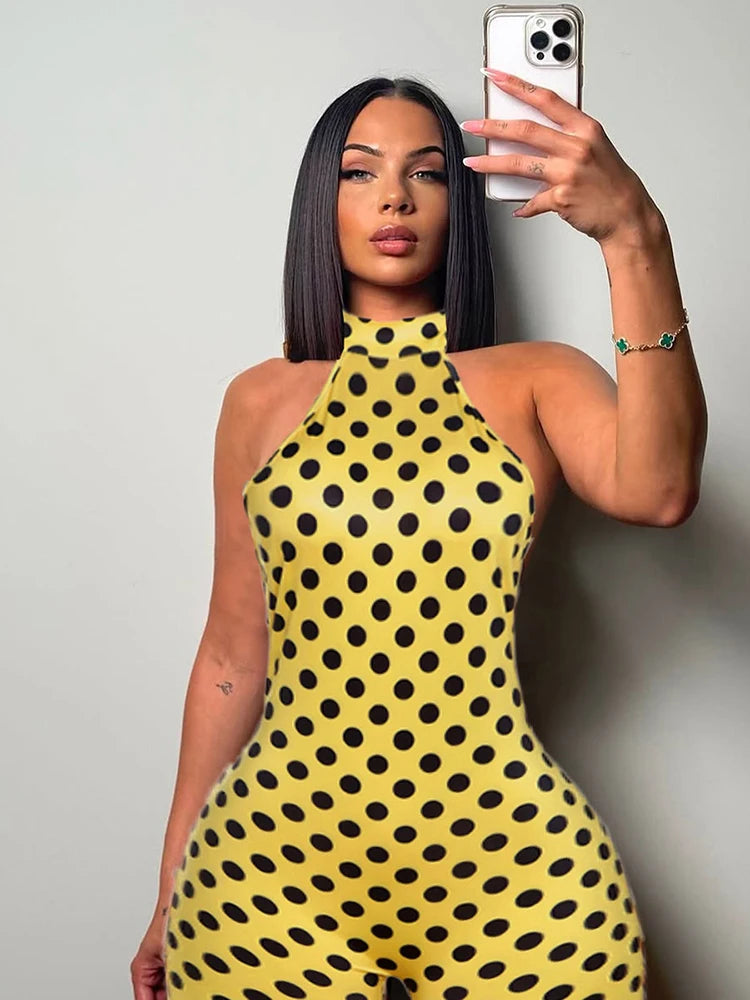 Backless Halter Off Shoulder Playsuit With Skinny Stretch Wrap Romper