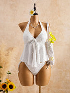 Lace Backless Bikini Set For Women Two Piece Beachwear Summer Swimwear