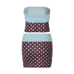 Polka Dot Strapless Vest Top And Color Block Two Piece Set For High Waist Summer Chic Bodycon Skirt Outfit