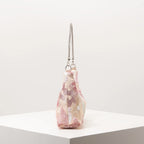 Floral Embroidered Sequin Shoulder Bag For Women Crescent Shape Evening Purse