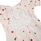Cherry Print Frill One Piece Swimsuit With Short Sleeves Backless Design