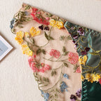 Countryside Embroidered Lingerie Set With Floral Patchwork Bra And Panty Details