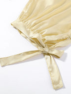 Women's Trousers 2 Pcs Suits Pleated Spaghetti Strap Cropped Tube Tops Elastic Waist Lace Up Pants