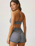 Halter Bikini Set Women Plaid Vintage Bathing Suit High Waisted Beach Shorts