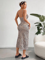 Chic Slit Cami Maxi Dress With Subtle Stretch For Everyday Wear
