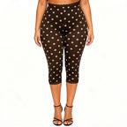 Retro Lace Trim Capri Pants With Elastic Waist