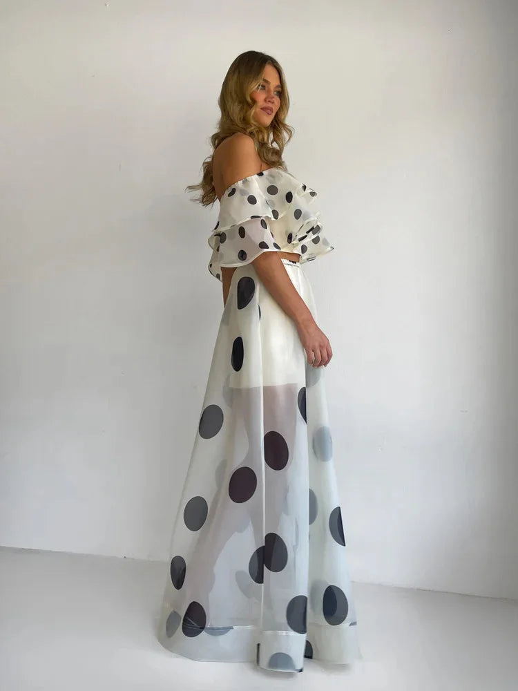 Sexy Print Asymmetrical Hem Long Skirt Set Fashionable Sleeveless Women's Polyester Fabric Casual Leisure Suit