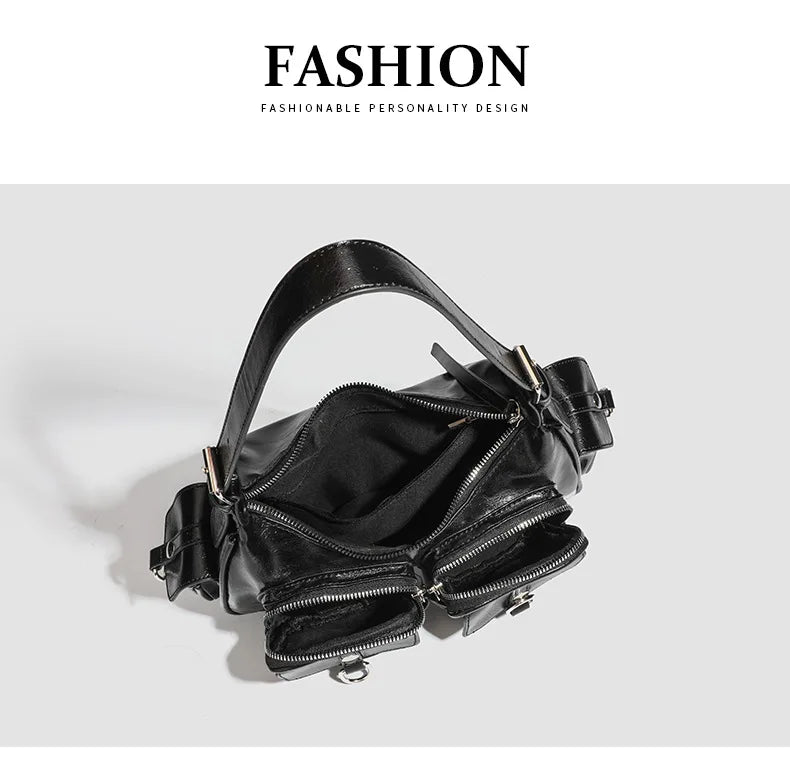 Urban Minimalist Women's Shoulder Bag in PU Leather With Zipper