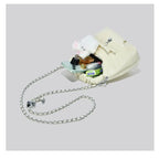 Cloudy Glamour Plush Pendant Shoulder Bag in Glossy Ruched Leather