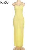 Ruched Spaghetti Strap Maxi Dress Backless Bandage For Women