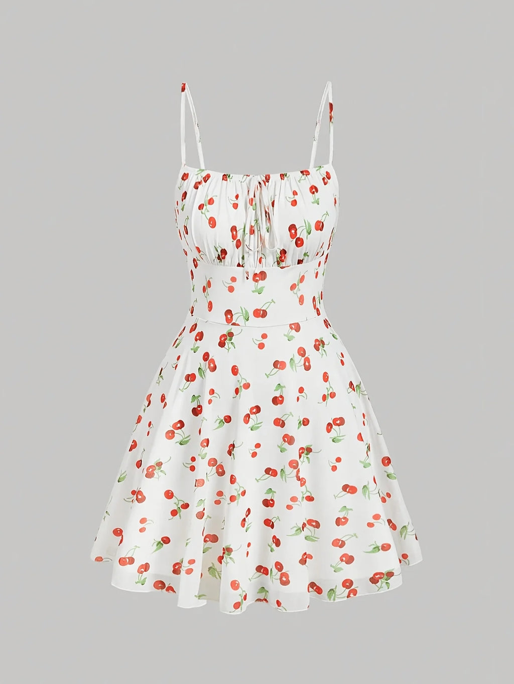 Cherry Print Vintage Summer Dress With A-Line Swing Sundress