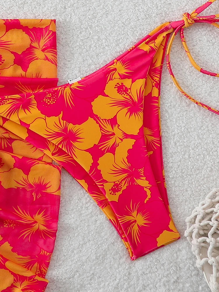 Triangle Bikini Set With Cover Up