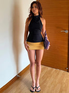 Backless Halter Tank Top Off Shoulder