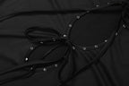 Rivets Decoration Top Stand Collar Navel Exposed Bandage Look Edgy Chic High Street Fashion
