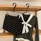 Satin Polka Dot A-Line Skirt Low Waist