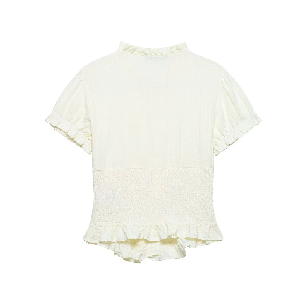 Elegant Chest Cutout Top With Elastic Waist