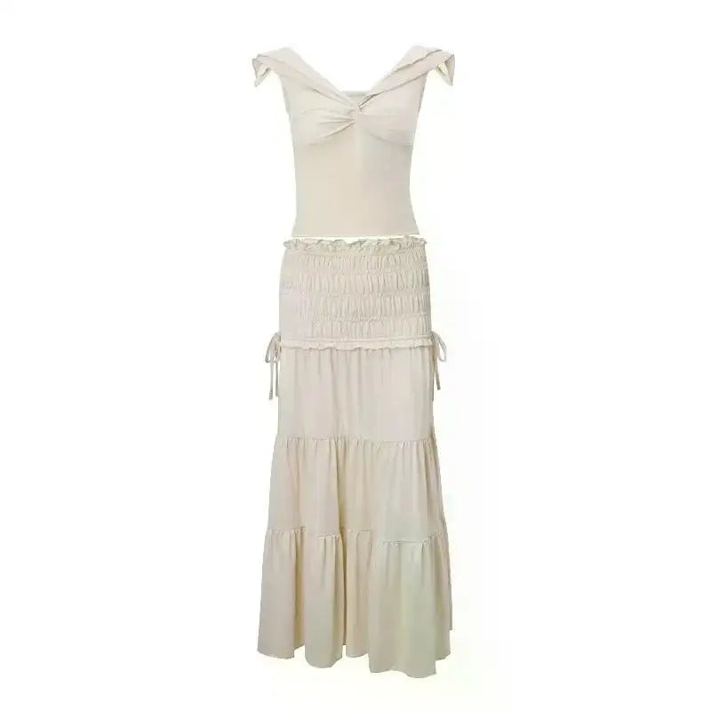 Ruffle 2 Piece Set Women Outfit Crop Top And Skirt Sets