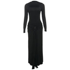 Ruched Maxi Dress For Women Chic Bodycon With Long Sleeves